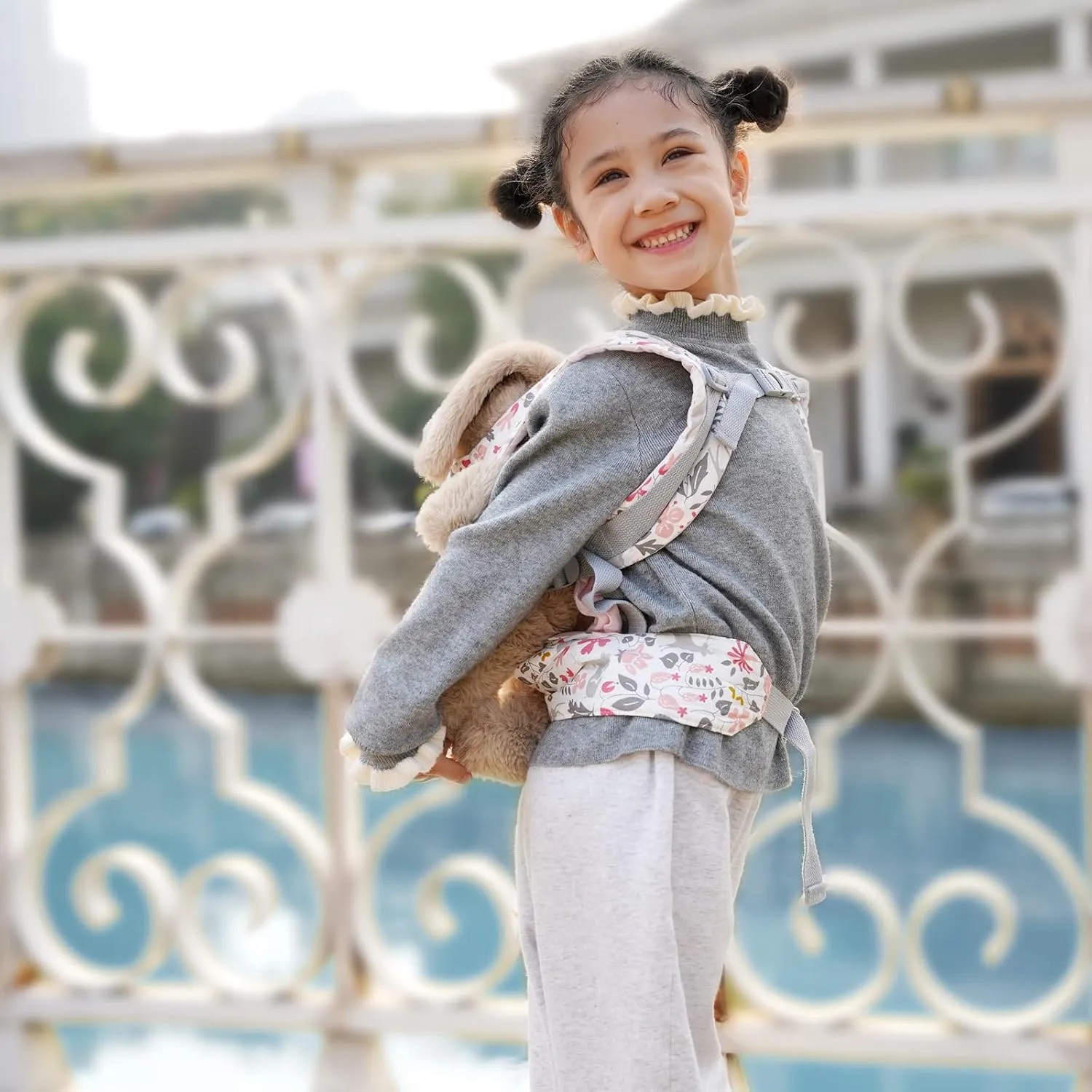 GAGAKU Baby Doll Carrier Front and Back Stuffed Animal Carriers for Little Girls - Pink
