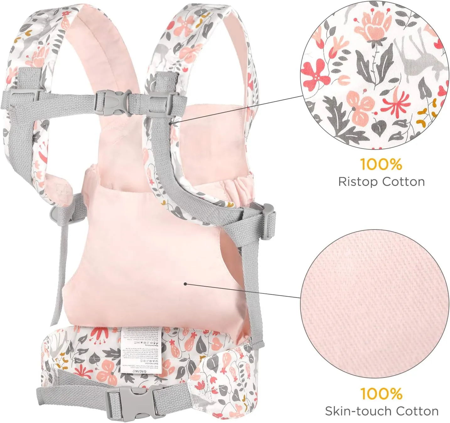 GAGAKU Baby Doll Carrier Front and Back Stuffed Animal Carriers for Little Girls - Pink