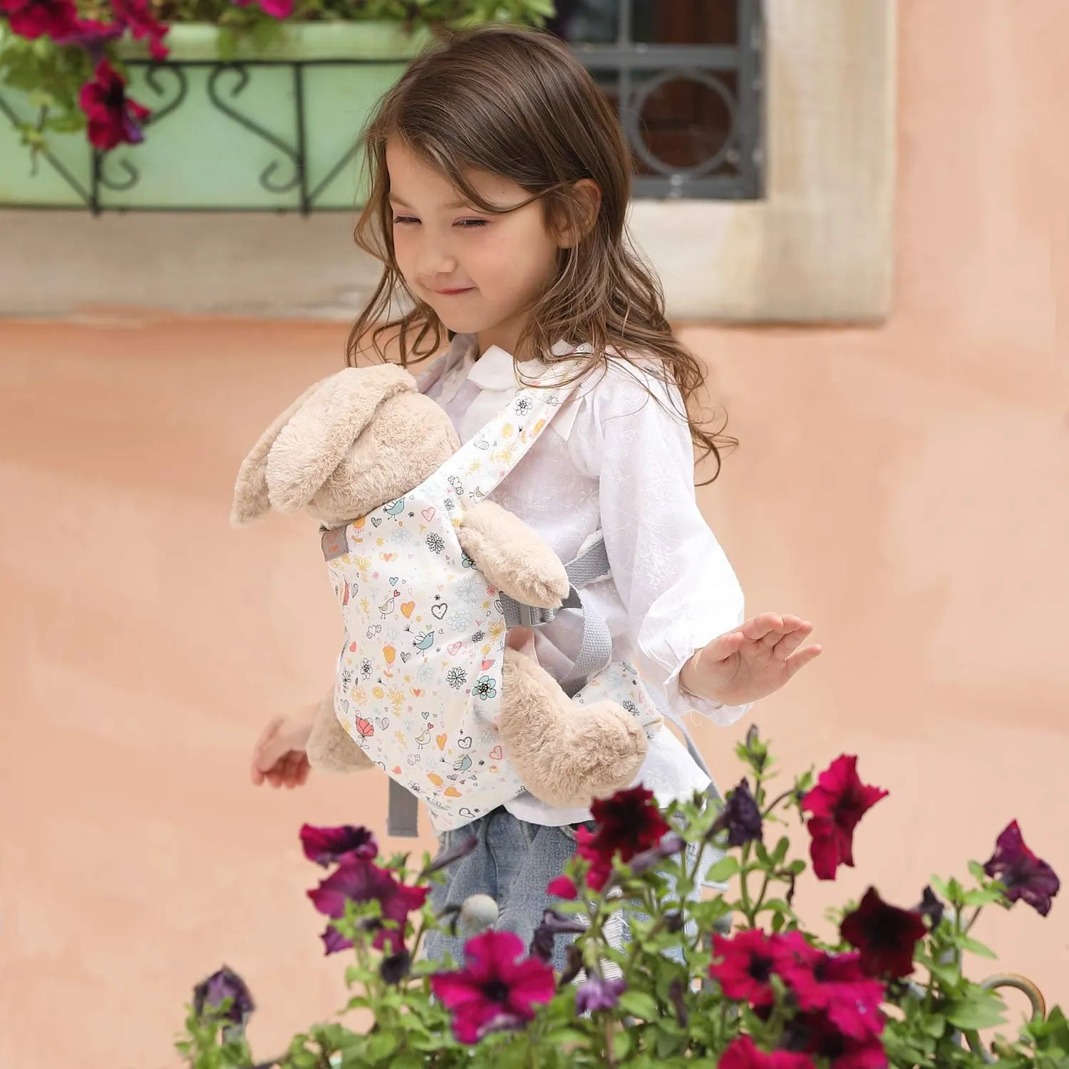 GAGAKU Doll Carrier Front and Back Soft Cotton Stuffed Animal Carriers for Baby - Rose Garden