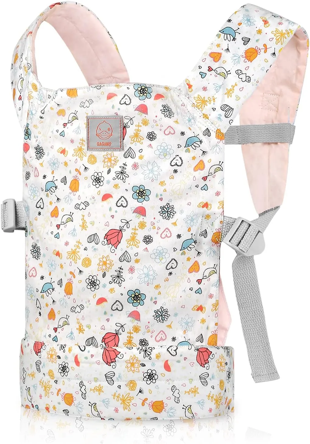 GAGAKU Doll Carrier Front and Back Soft Cotton Stuffed Animal Carriers for Baby - Rose Garden