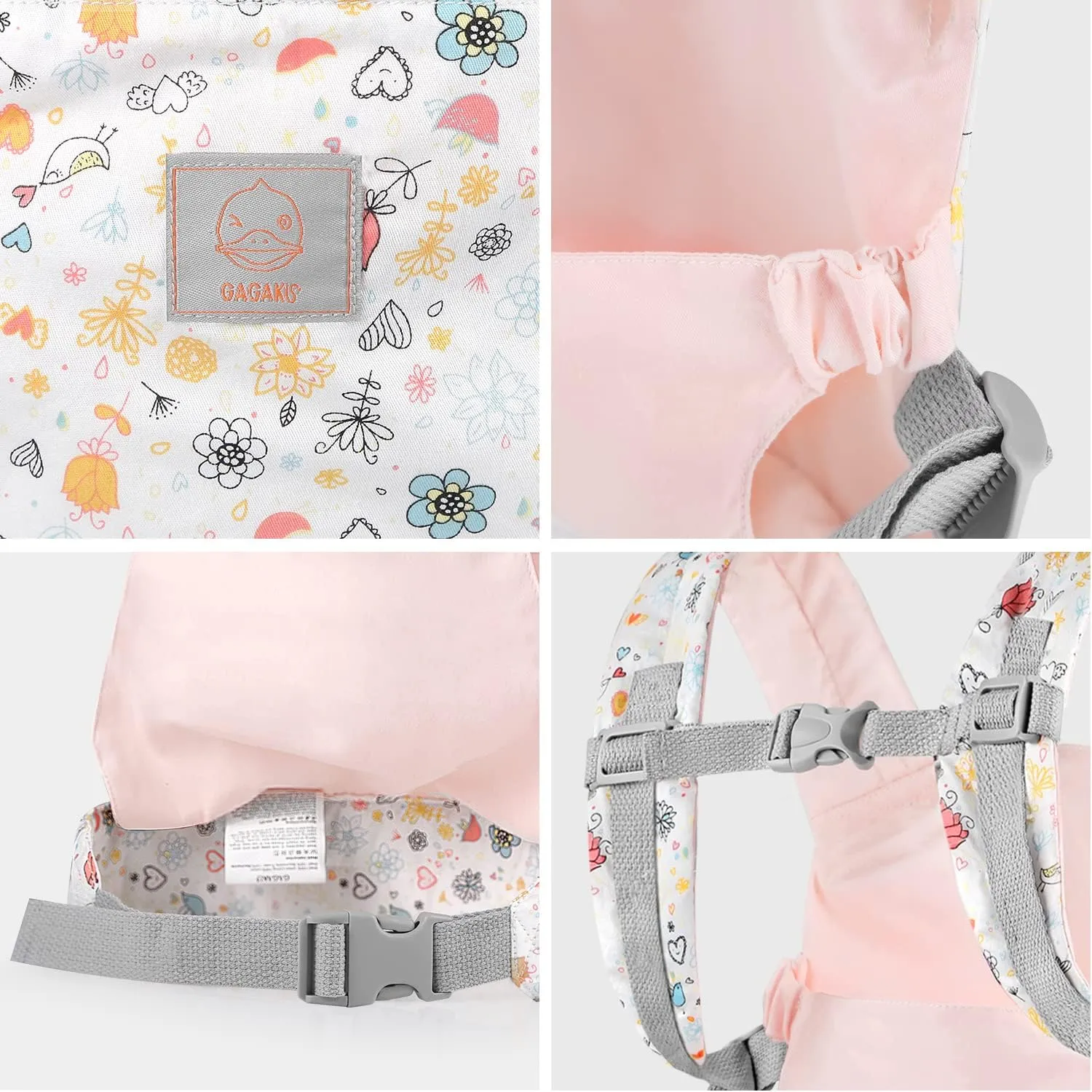 GAGAKU Doll Carrier Front and Back Soft Cotton Stuffed Animal Carriers for Baby - Rose Garden