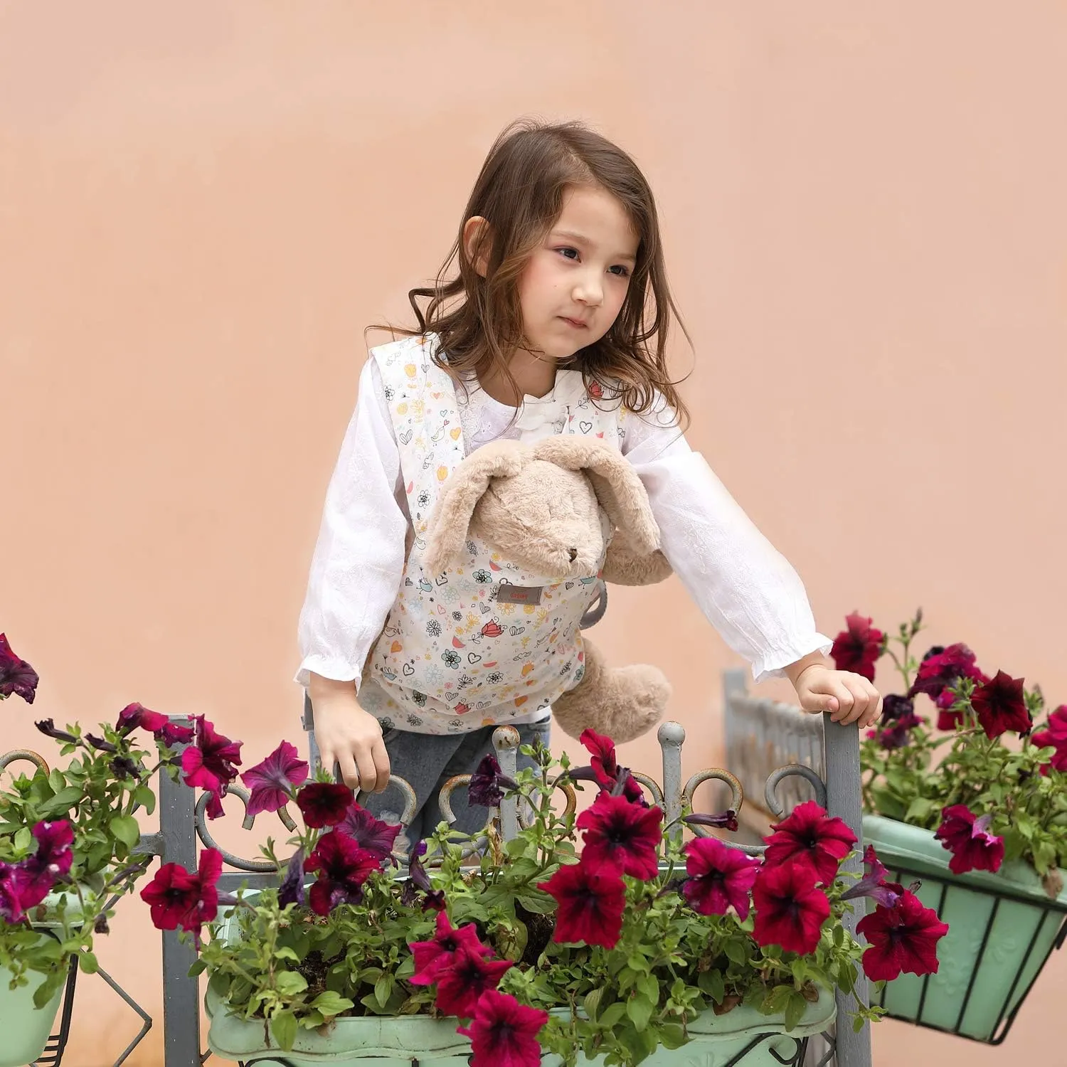 GAGAKU Doll Carrier Front and Back Soft Cotton Stuffed Animal Carriers for Baby - Rose Garden