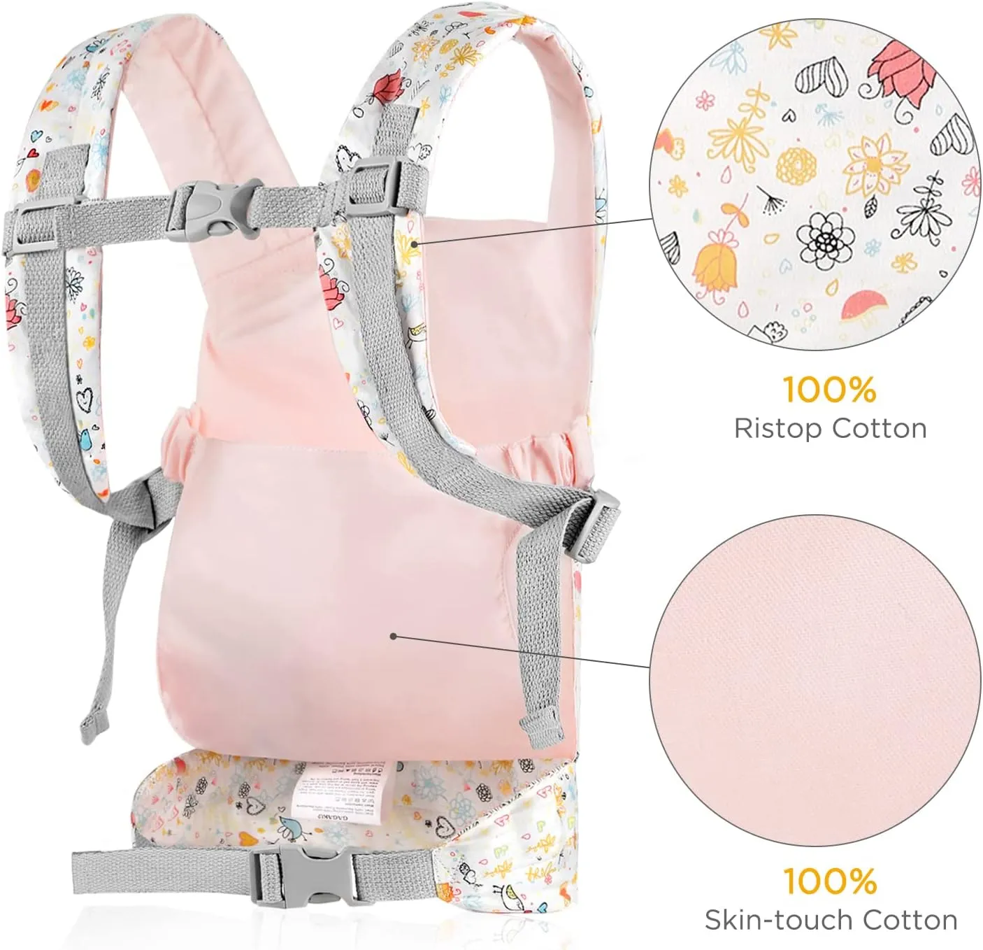 GAGAKU Doll Carrier Front and Back Soft Cotton Stuffed Animal Carriers for Baby - Rose Garden