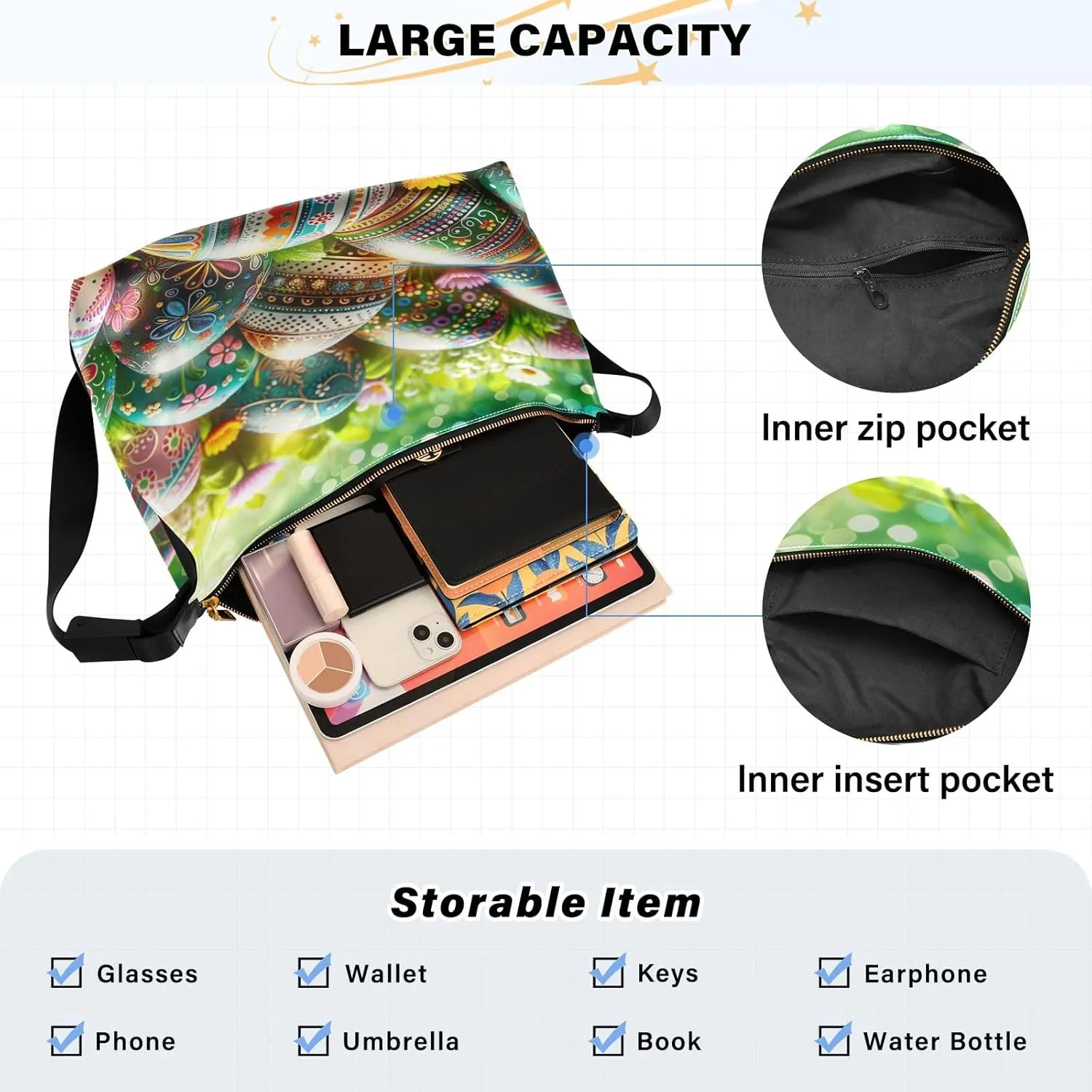 GAIGEO Fantasy Underwater World Shoulder Strap Bag, Shoulder Bag, Mens Leather Crossbody Bags