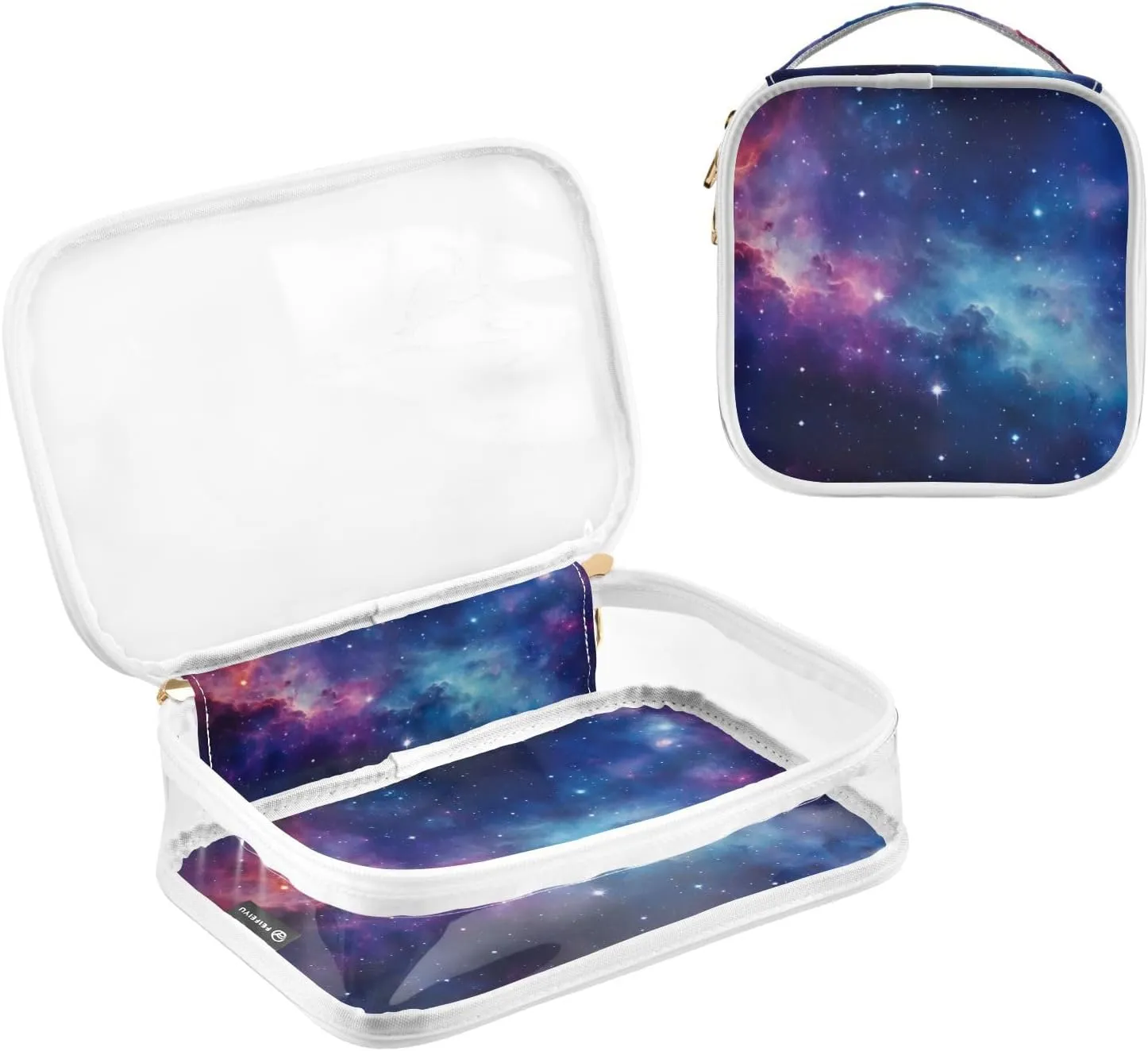 Galaxy 2 Pack Travel Transparent Bag, Clear Toiletry Makeup Bag, Clear Toiletries Bag for Travel