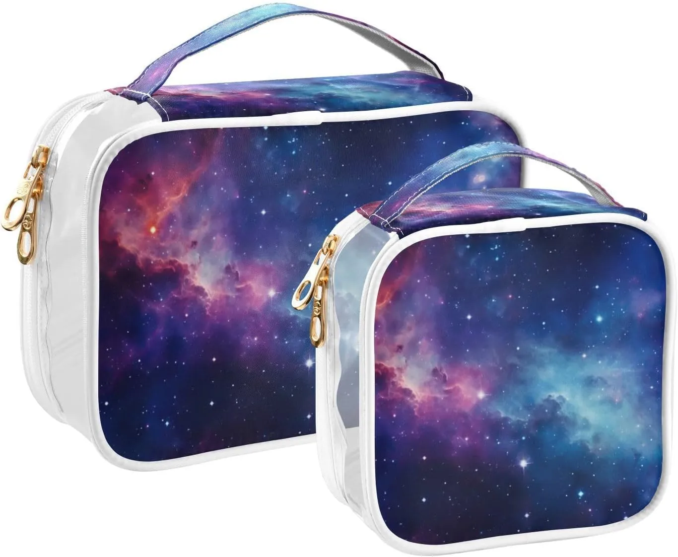 Galaxy 2 Pack Travel Transparent Bag, Clear Toiletry Makeup Bag, Clear Toiletries Bag for Travel