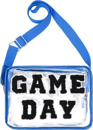 Game Day Clear Football Crossbody Bag Chenille Letter Purse Tote Gift Bag for Women Concert Sports Events