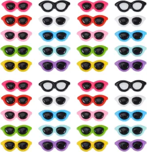 Garneck 40pcs Mini Sunglasses for Crafts Resin Flatback Charms Sunglasses Ornament Colorful Flatback Buttons Mini Phone Jewelry Accessory Case Embellishment (5 Color)
