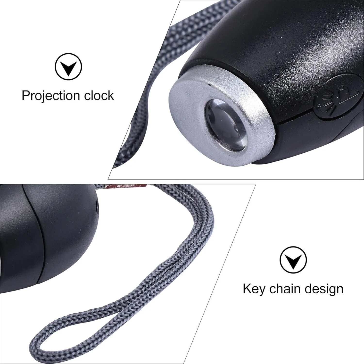Gatuida 2 Pcs Electronic Projection Clock for Bedroom Ceiling Night Light Clock Travel Keychain Portable Projector Outdoor Timer Wall Projection Clock Mini Flashlight Clock