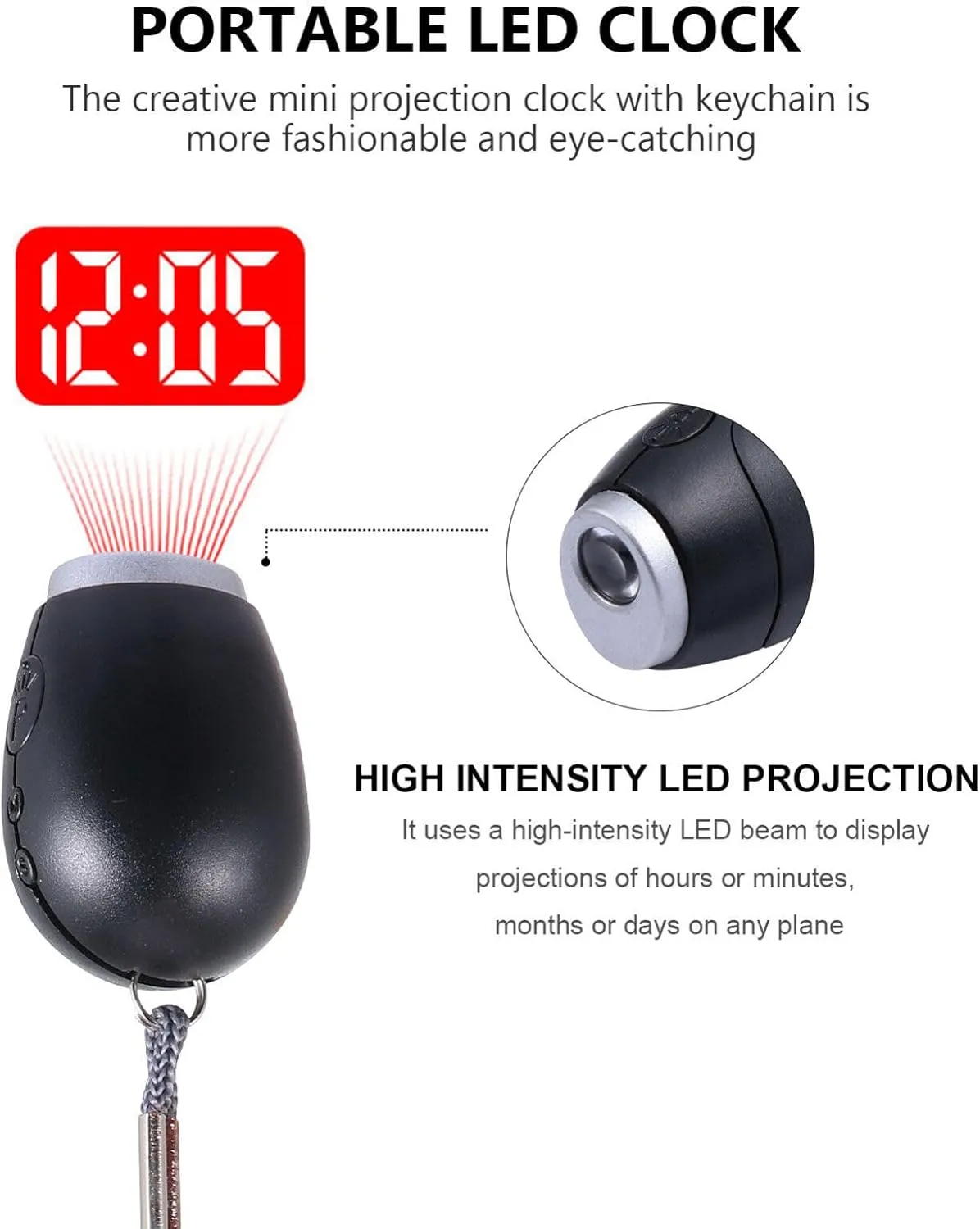 Gatuida 2 Pcs Electronic Projection Clock for Bedroom Ceiling Night Light Clock Travel Keychain Portable Projector Outdoor Timer Wall Projection Clock Mini Flashlight Clock