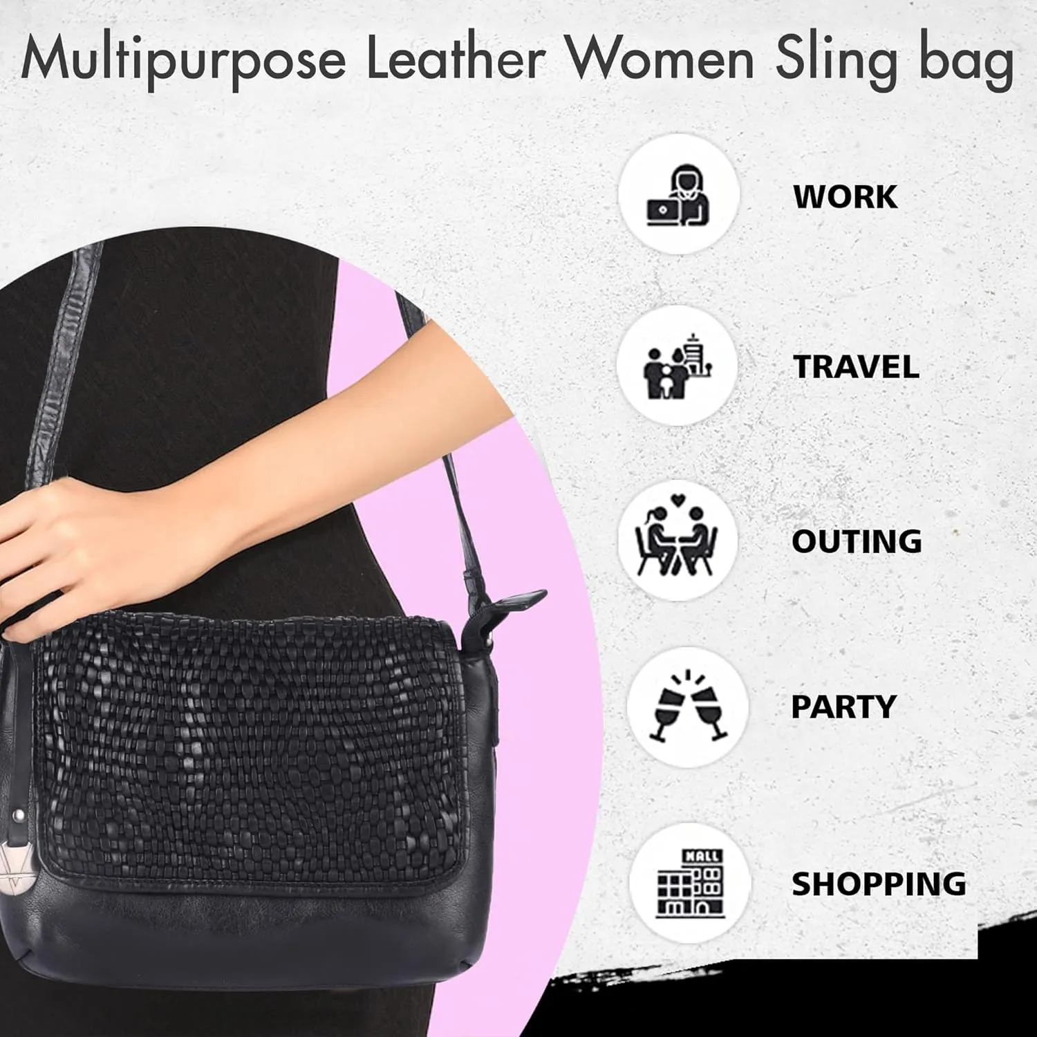 Genuine Leather Crossbody Sling Bags for Women, Bags for Women Trendy Casual Office Bag with Adjustable Strap