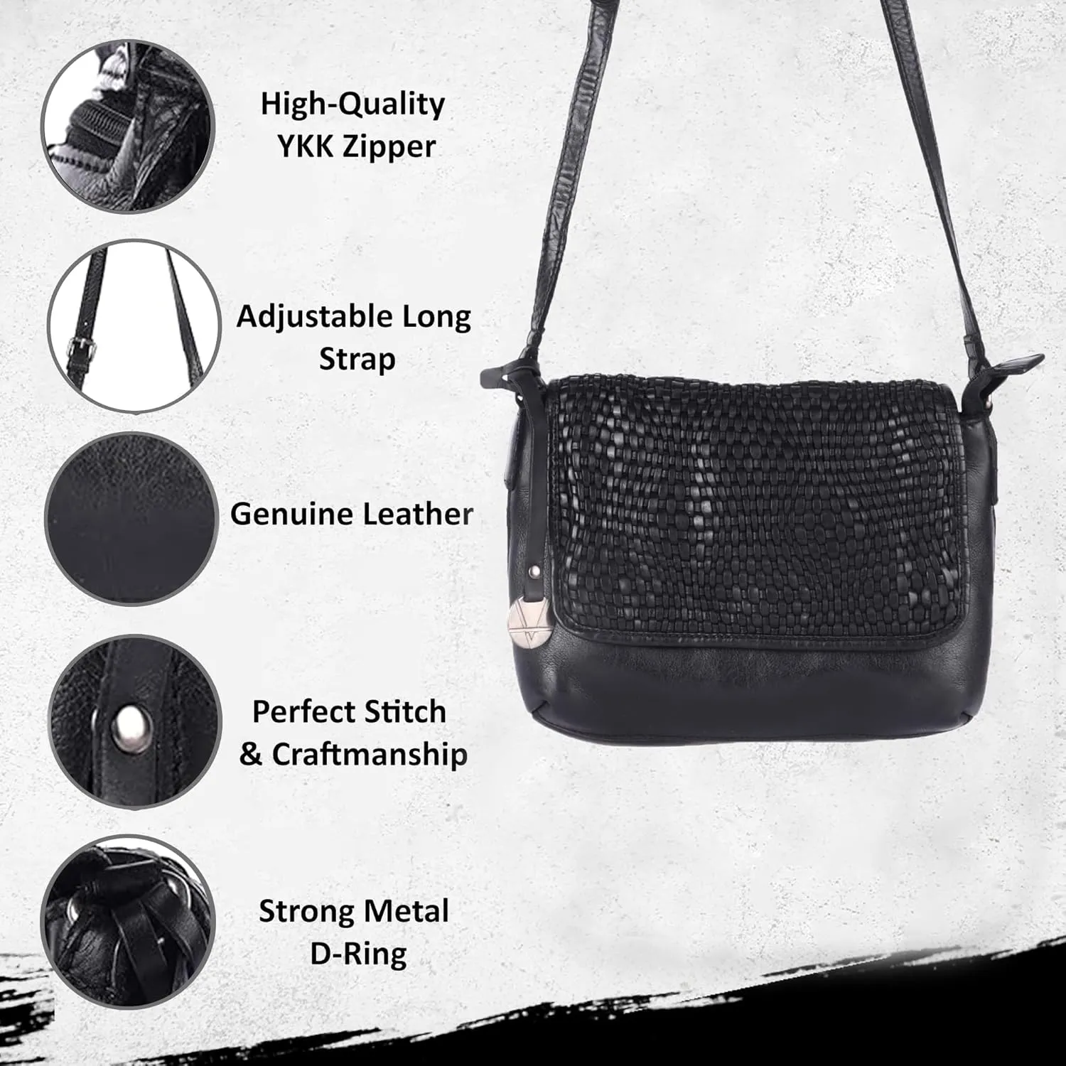 Genuine Leather Crossbody Sling Bags for Women, Bags for Women Trendy Casual Office Bag with Adjustable Strap
