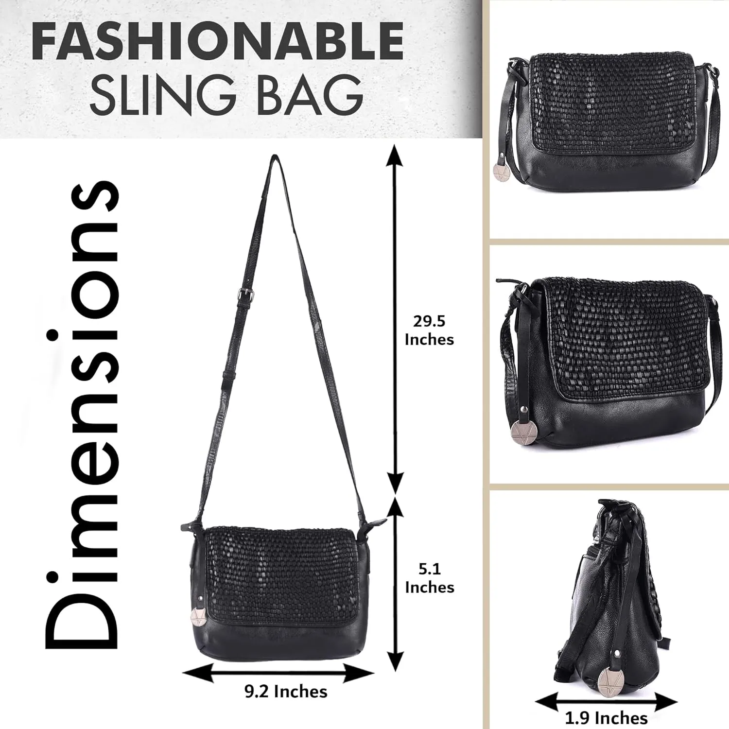 Genuine Leather Crossbody Sling Bags for Women, Bags for Women Trendy Casual Office Bag with Adjustable Strap