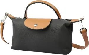 Genuine Leather Shoulder Crossbody Bag, Mini Light Luxury Women's Handbag, Shoulder Bag (Black)