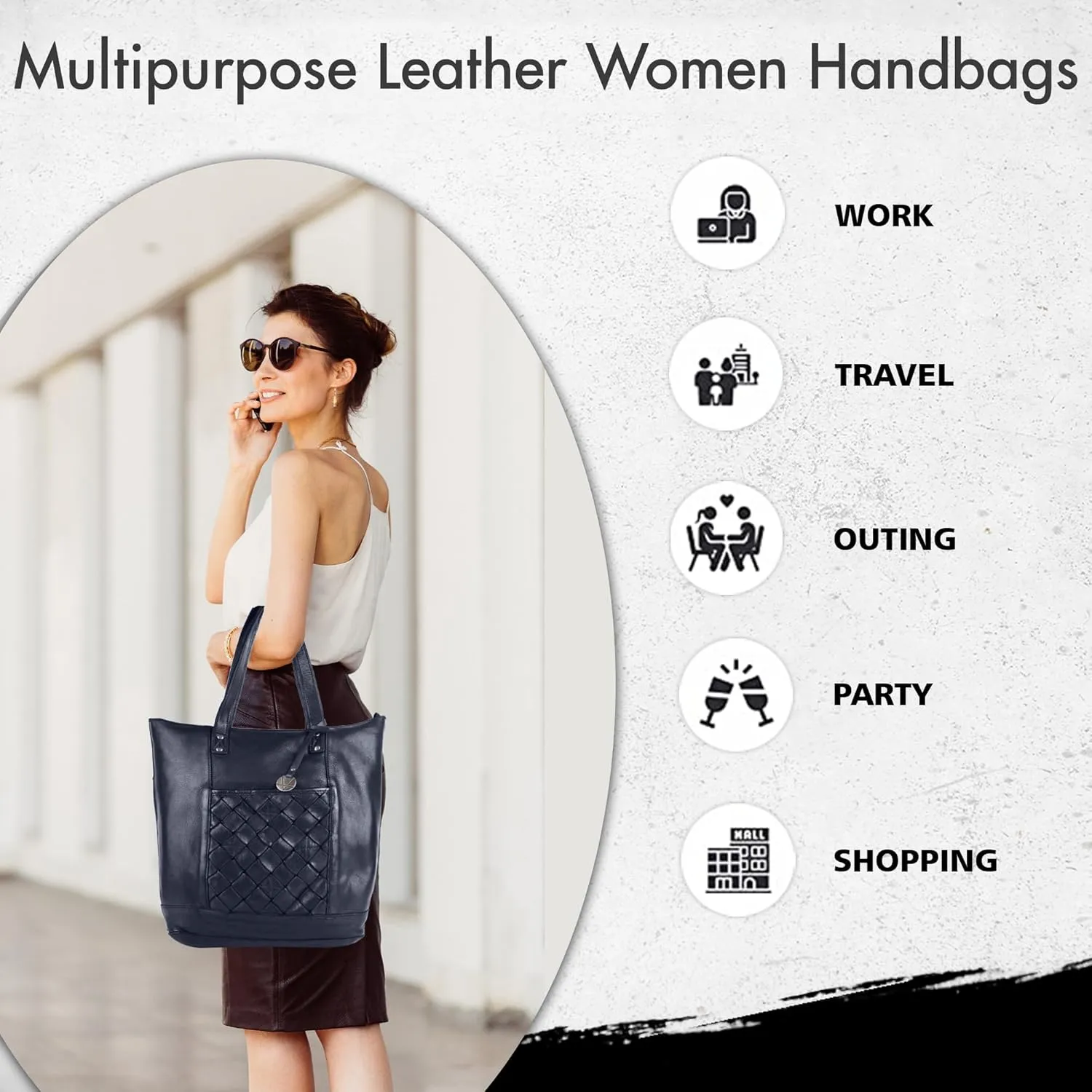 Genuine Leather Women's Tote Handbags, Satchel Purse Ladies Shoulder Bags with Top Handle
