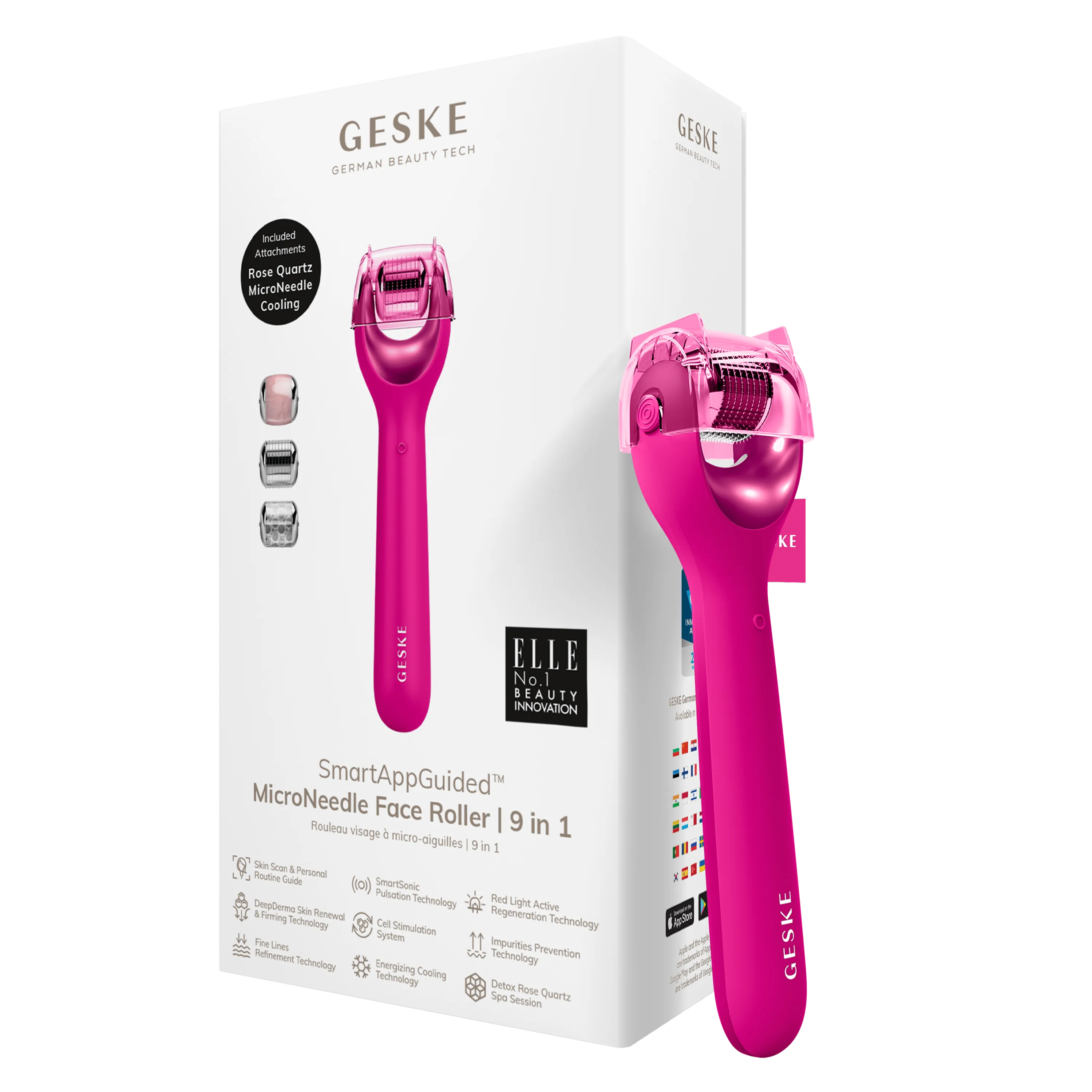 GESKE Micro Needle Face Roller 9 in 1 Magenta 53