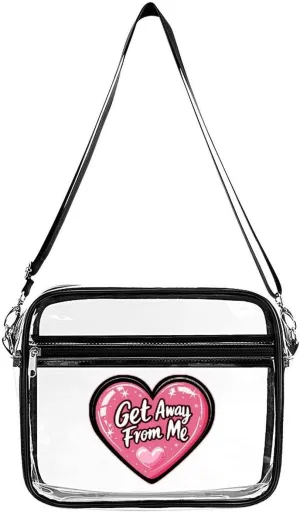 Get Away from Me Large Clear Stadium Bag Clear Mini Messenger Bags with 2 Compartments Crossbody Bag