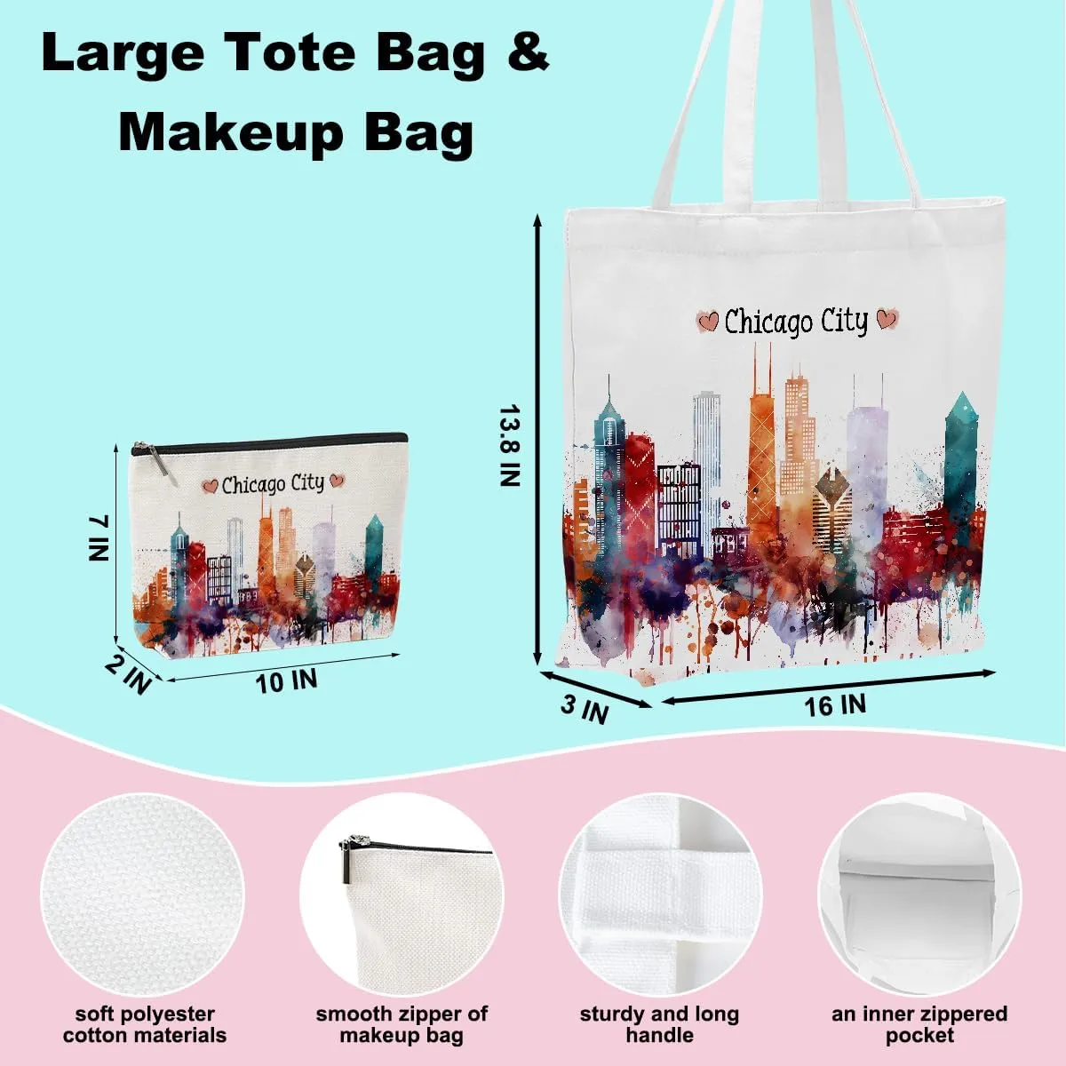Girls Weekend Chicago Italy Las Vegas Los Angeles Nashville New York Paris Travel Gifts Tote Bag and Makeup Bag