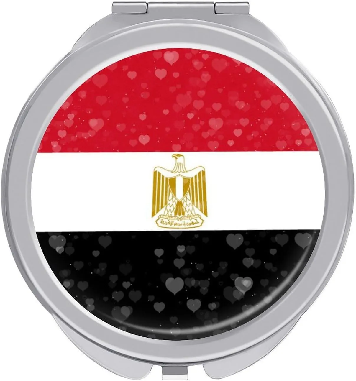Glittering Heart Egypt Compact Mirror Pocket Mirror Portable Mini Makeup Mirror Handheld Double-Sided Magnifying