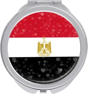 Glittering Heart Egypt Compact Mirror Pocket Mirror Portable Mini Makeup Mirror Handheld Double-Sided Magnifying