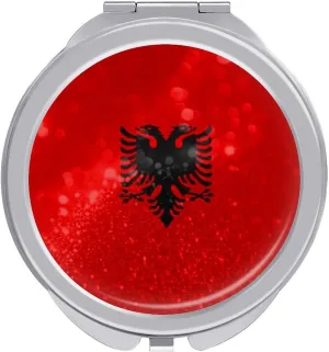 Glittering Stars Albania Compact Mirror Pocket Mirror Portable Mini Makeup Mirror Handheld Double-Sided Magnifying