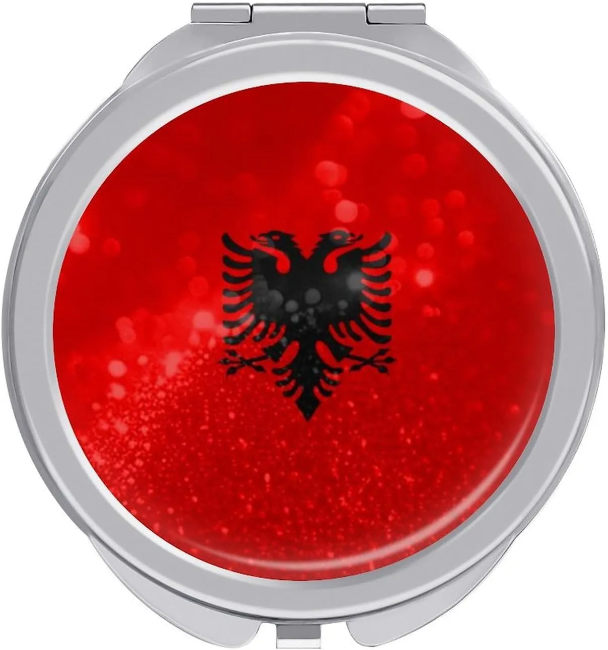 Glittering Stars Albania Compact Mirror Pocket Mirror Portable Mini Makeup Mirror Handheld Double-Sided Magnifying