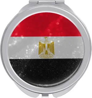 Glittering Stars Egypt Compact Mirror Pocket Mirror Portable Mini Makeup Mirror Handheld Double-Sided Magnifying
