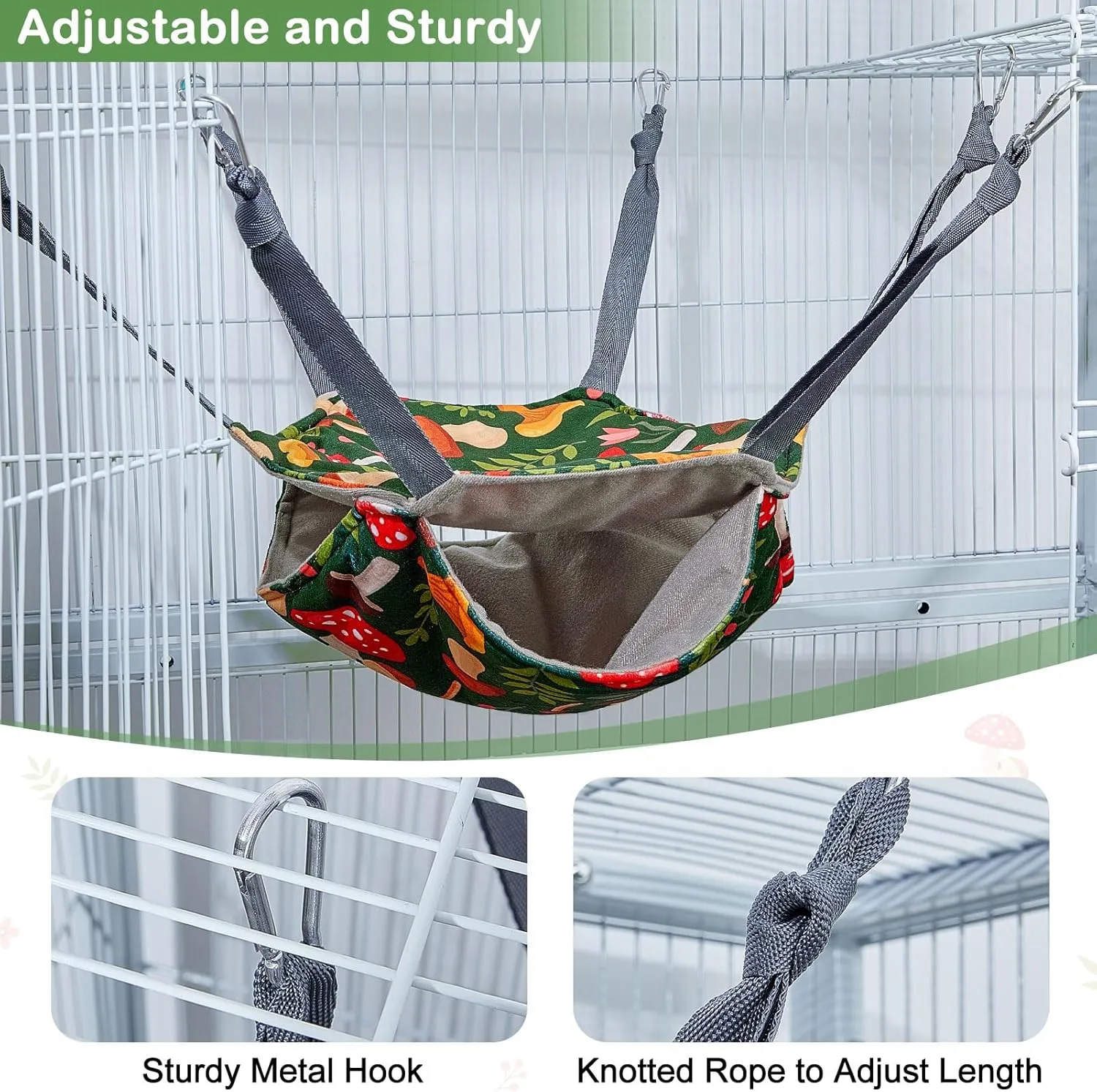 Glittme Ferret Hammock 4 Pack Ferrets Cage Accessories Washable Rat Hammock on Ferrets Cage Soft Guinea Pig hammocks for Rat, Sugar Glider, Squirrel, Guinea Pig