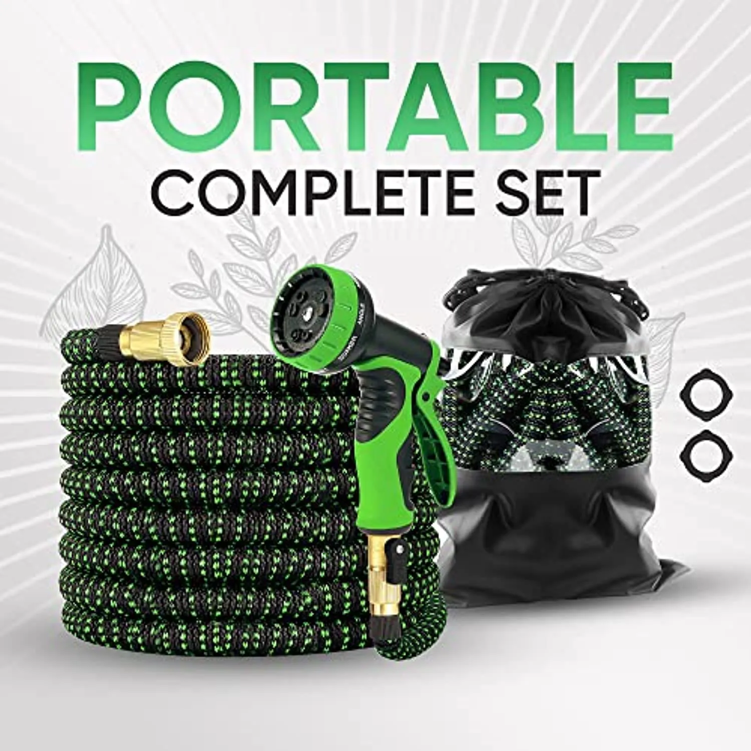 Golden Garden Expandable Garden Hose 50 ft Flexible Garden Hose Durable 3-Layers Latex and 10 Function Garden Hose Nozzle Black Green Strong Water Hose Non Kink Solid Fittings Premium Rubber Hose
