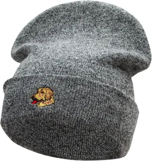 Golden Retriever Head Embroidered Long Knitted Beanie