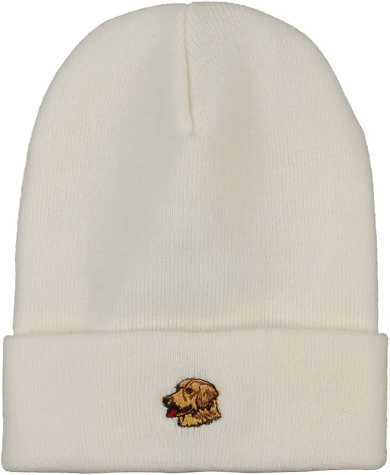Golden Retriever Head Embroidered Long Knitted Beanie