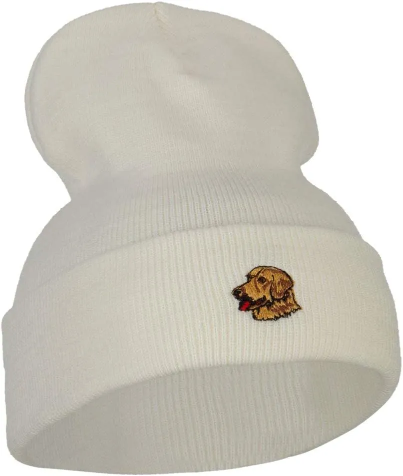 Golden Retriever Head Embroidered Long Knitted Beanie
