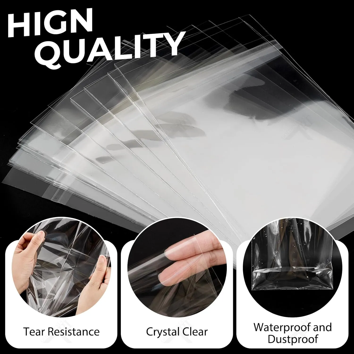 Golden State Art, 100 Pack 11x14 Inches Acid-Free Crystal Clear Sleeves Storage Bags, Resealable Cellophane Bags for 11x14 Photos/Artworks/Mat Matting