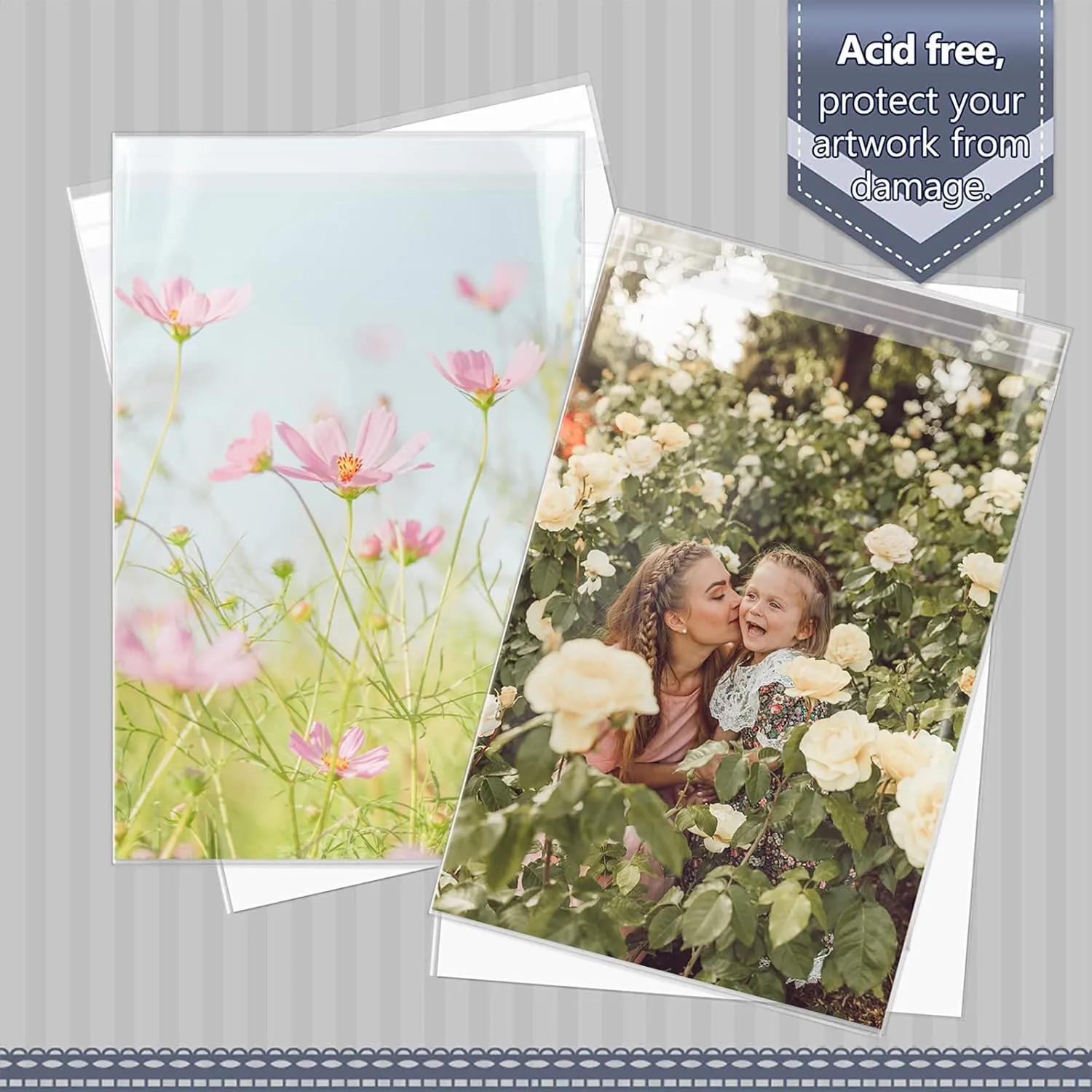 Golden State Art, 100 Pack Clear Bags for 11x17 Mats, Pictures, Acid-Free, 11 3/7"x17 1/2"