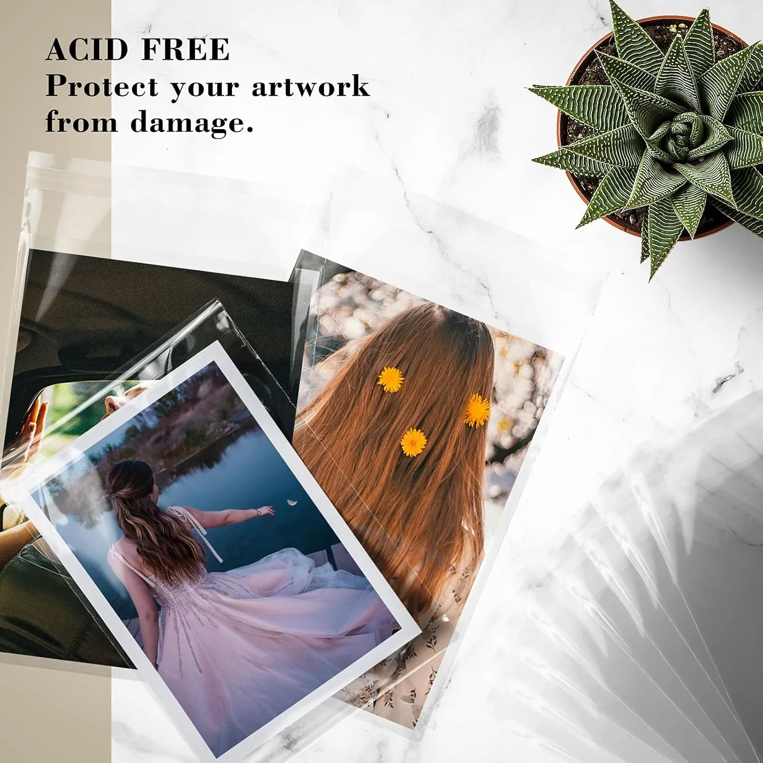 Golden State Art, Pack of 100, Acid-Free 8 3/8x 10 1/8 inches Crystal Clear Sleeves Storage Bags for 8x10 Photo Framing Mats Mattes