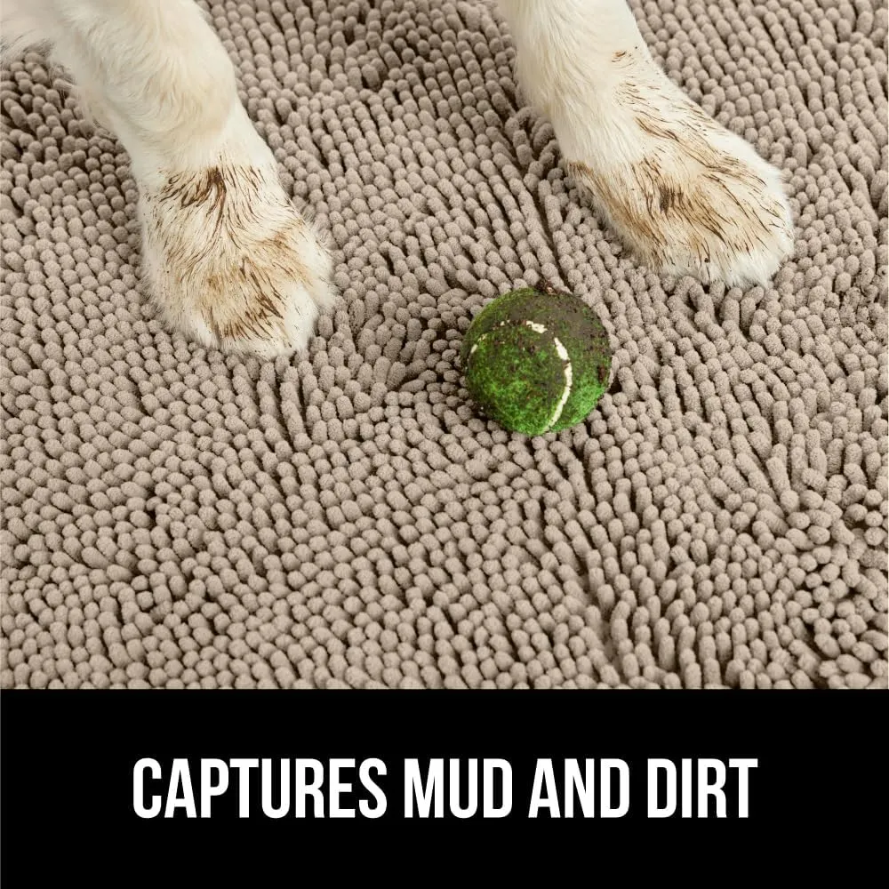 GORILLA GRIP Ultra Absorbent Grippy Doormat for Muddy Dog Paws, 70x24 Machine Washable Soakstopper Rugs Cleaner Floors, Bed Mat for Dirty Dogs, Indoor Entrance Door Rug Pet Bed Mats Beige