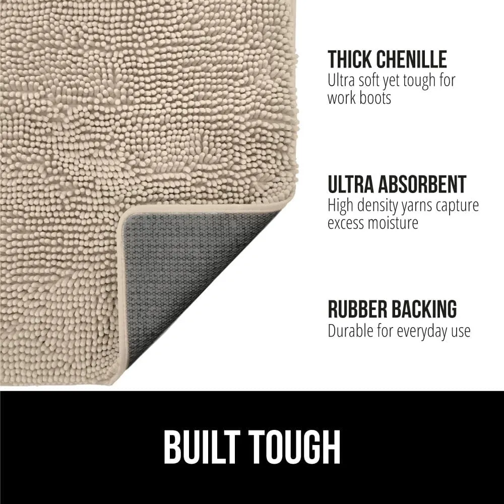 GORILLA GRIP Ultra Absorbent Grippy Doormat for Muddy Dog Paws, 70x24 Machine Washable Soakstopper Rugs Cleaner Floors, Bed Mat for Dirty Dogs, Indoor Entrance Door Rug Pet Bed Mats Beige