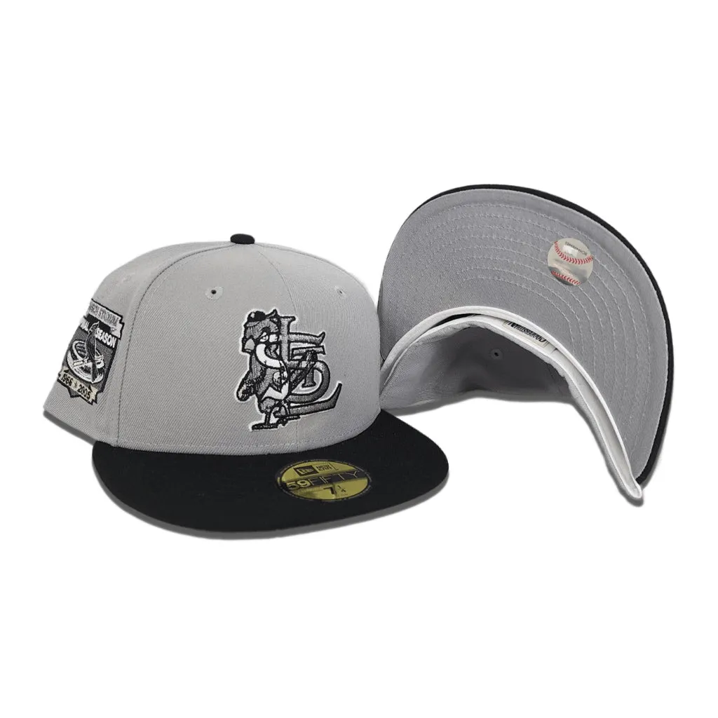 Gray St. Louis Cardinals Black Visor Gray Bottom Busch Stadium Final Season Side Patch New Era 59Fifty Fitted