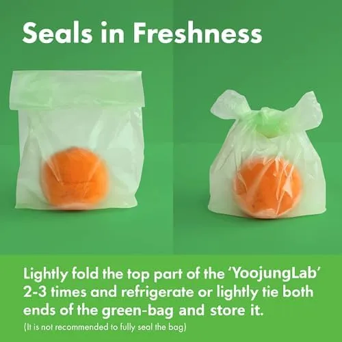 Green, Food Storage Bags, M L size" 200bags, Keep Fresh Produce Bags, Food Saver Storage for Fruits, Vegetables, Flowers, BPA FREE, HDPE, Green-Bag, Plastic Bread Bags, Eco-Friendly