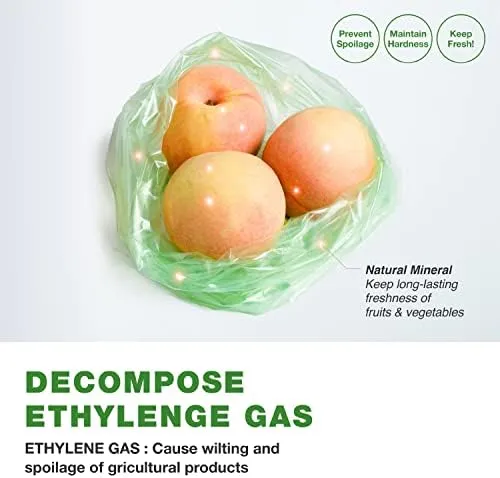 Green, Food Storage Bags, M L size" 200bags, Keep Fresh Produce Bags, Food Saver Storage for Fruits, Vegetables, Flowers, BPA FREE, HDPE, Green-Bag, Plastic Bread Bags, Eco-Friendly