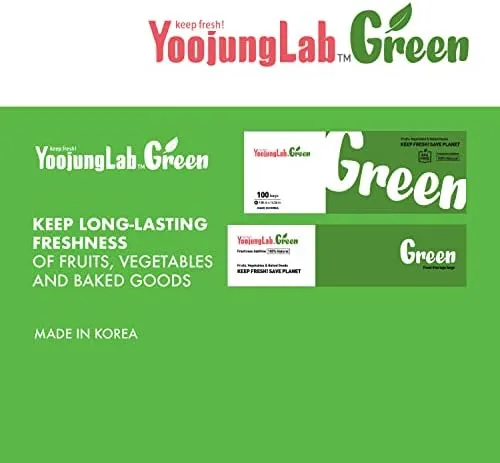 Green, Food Storage Bags, M L size" 200bags, Keep Fresh Produce Bags, Food Saver Storage for Fruits, Vegetables, Flowers, BPA FREE, HDPE, Green-Bag, Plastic Bread Bags, Eco-Friendly