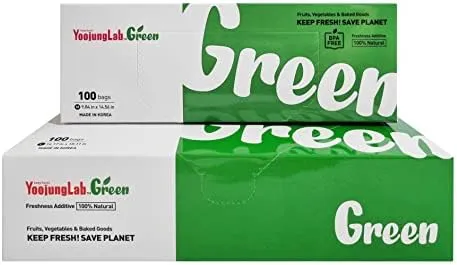 Green, Food Storage Bags, M L size" 200bags, Keep Fresh Produce Bags, Food Saver Storage for Fruits, Vegetables, Flowers, BPA FREE, HDPE, Green-Bag, Plastic Bread Bags, Eco-Friendly