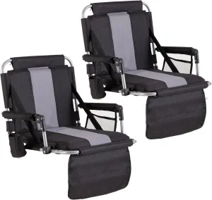 GREEN PARTY Stadium Seat for Bleachers Portable Outdoor Floor Folding Stadium Chair with Armrest, Back Support, Cup Holder, Mesh Bag and Hide Hooks