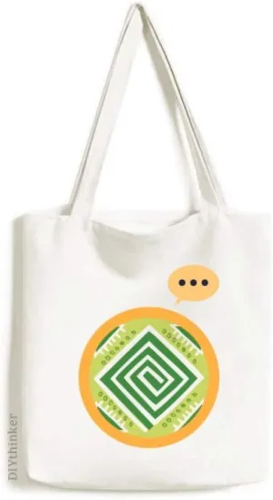 Green Squares Mexico Totems Ancient Civilization Expression Gift Sack Canvas Tote Shoulder Bag