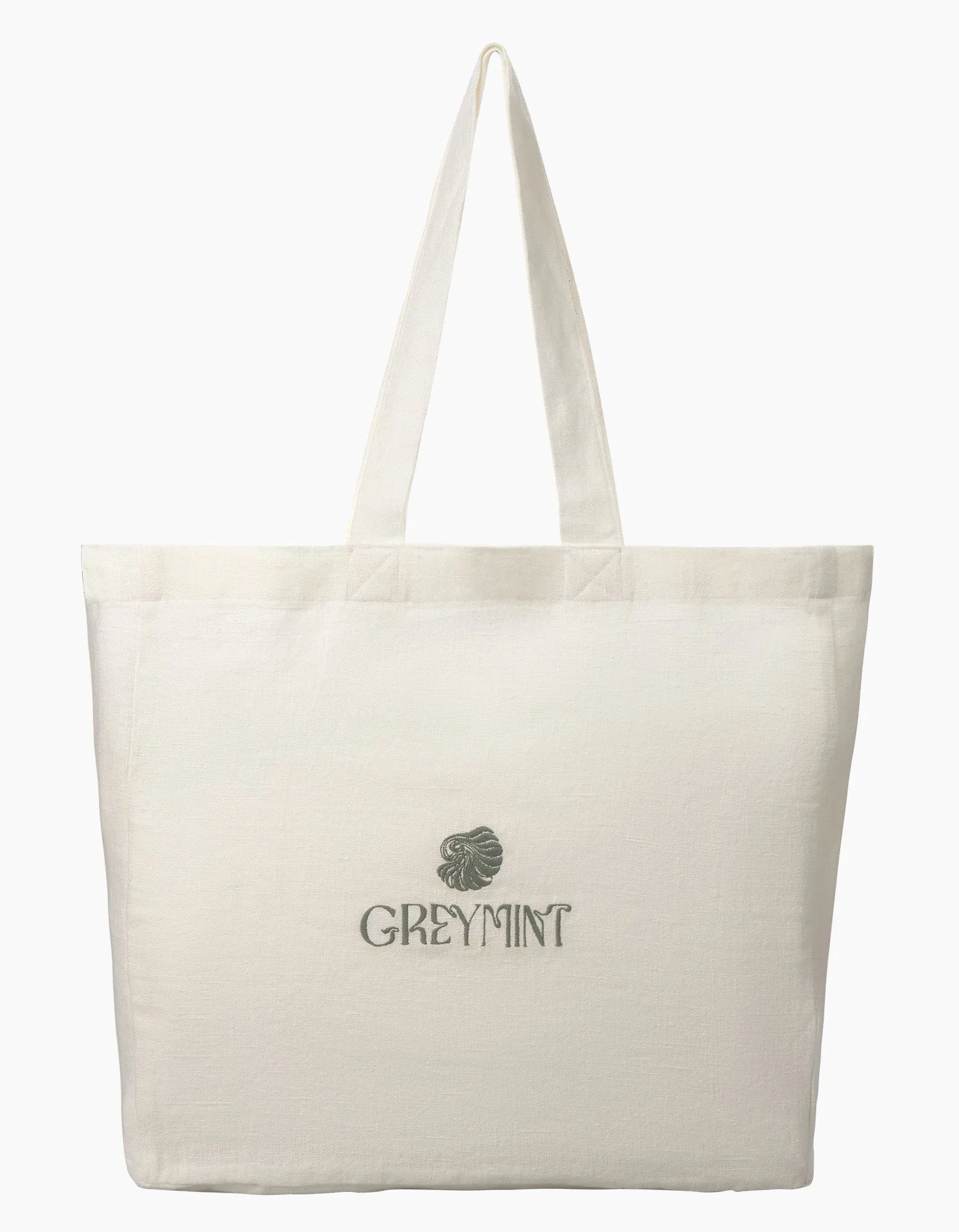 GREYMINT White Linen Tote Bag