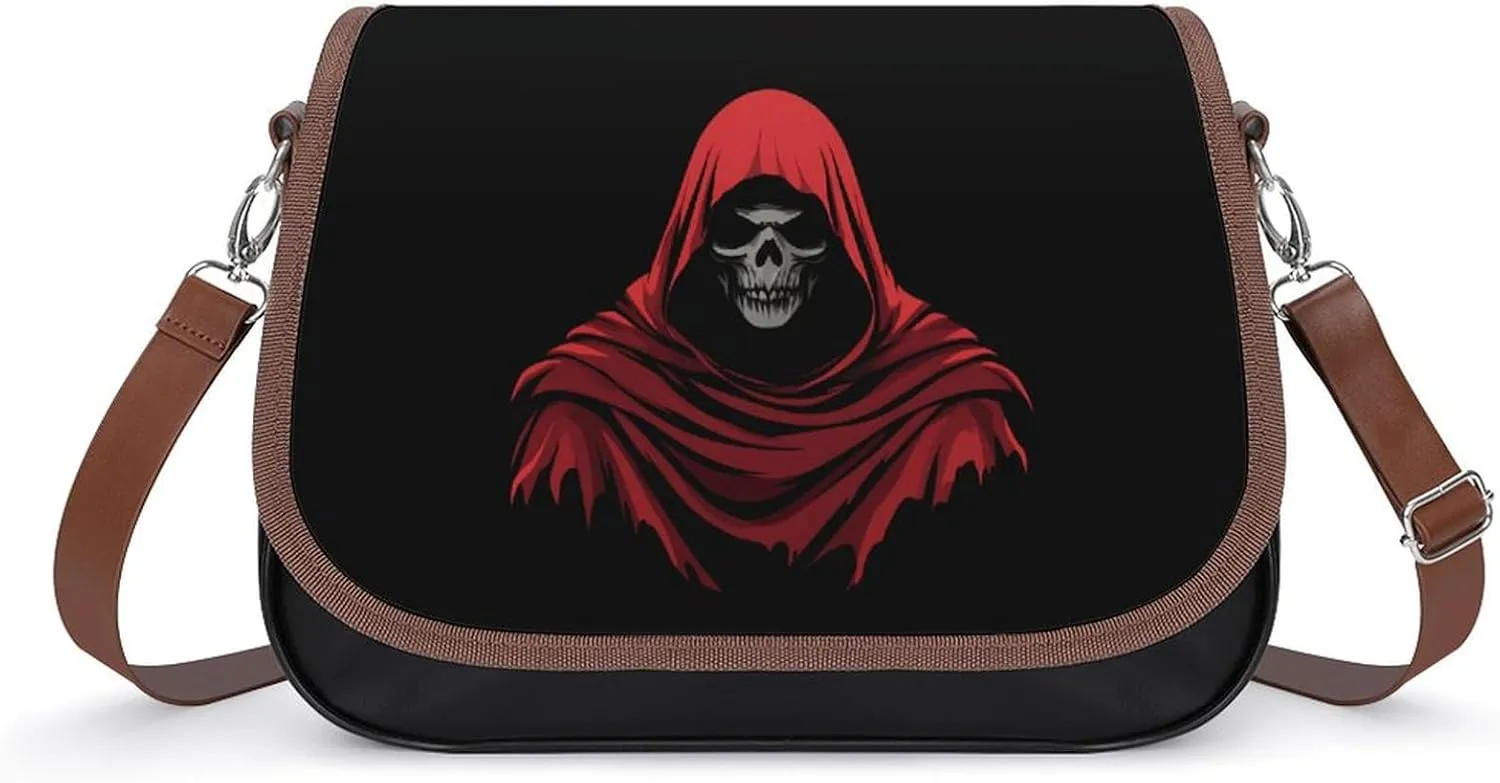Grim Reaper Red Cloak Fashion Crossbody Bags Purses for Women Funny Printing Shoulder Handbags Bag