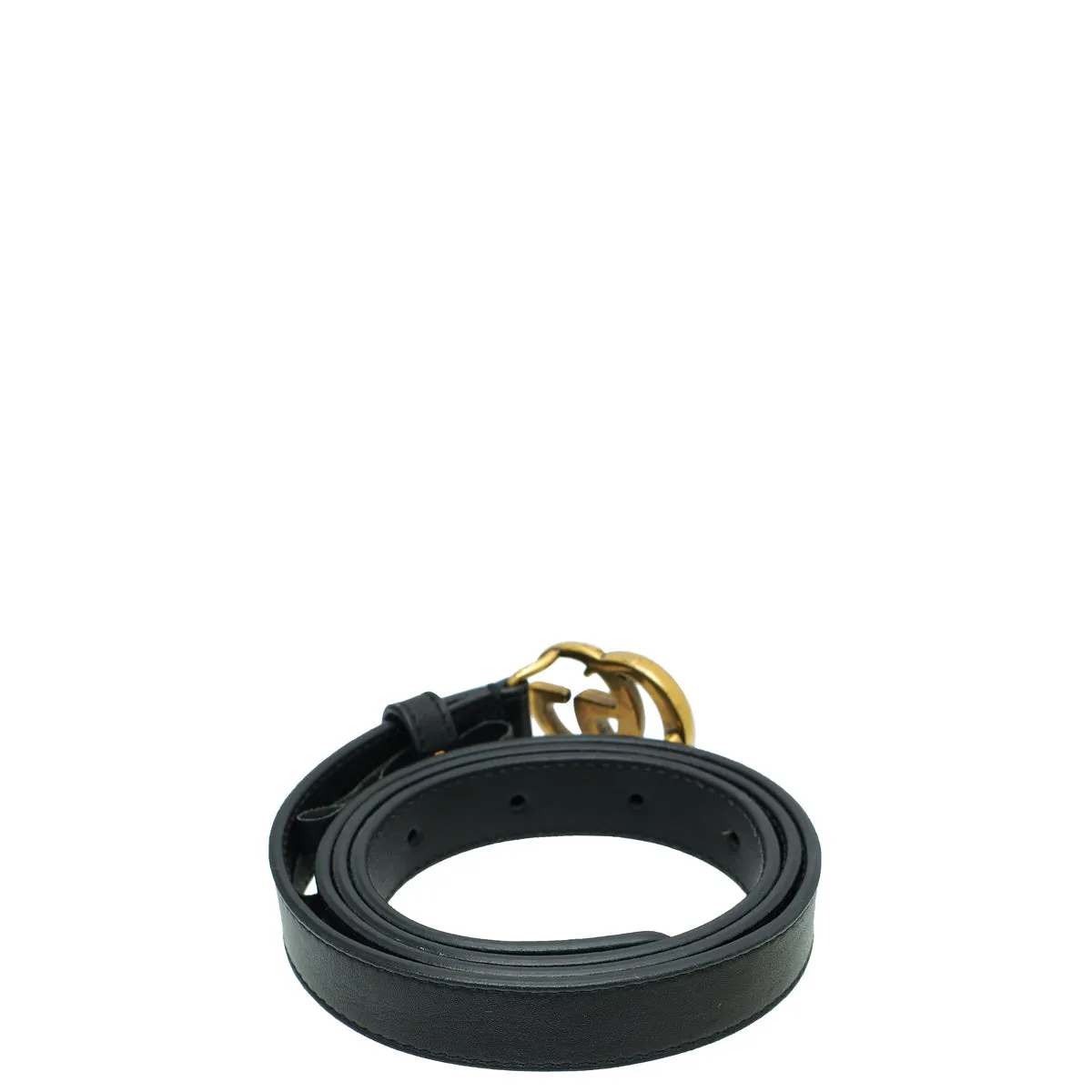 Gucci Black Double G Buckle Slim Belt 32