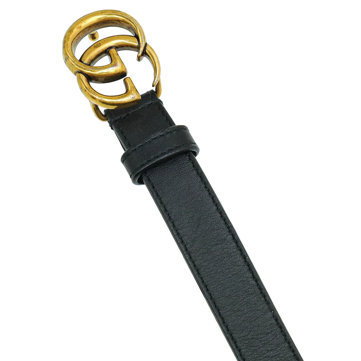 Gucci Black Double G Buckle Slim Belt 32
