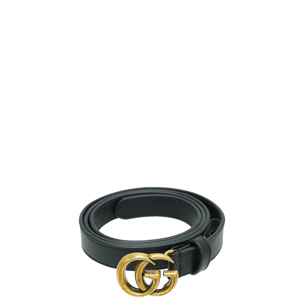 Gucci Black Double G Buckle Slim Belt 32