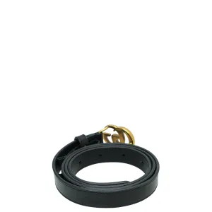 Gucci Black Double G Buckle Slim Belt 32